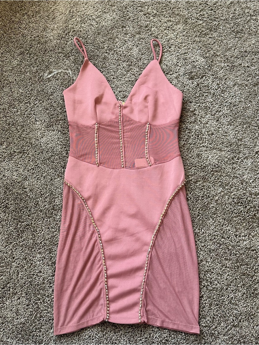 Blush Pink Embellished Bodycon Dress